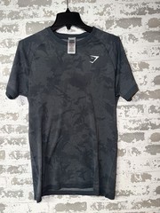 NEW! GYMSHARK GEO SEAMLESS T-SHIRT – SIZE M – SLIM FIT – TEAL/GREY