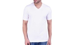 3-6 Packs Men 100% Thick Cotton Crew-Neck V-Neck T-Shirt Casual Tee White S-4XL