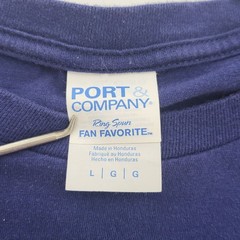 Port & Company Navy Blue Handprint Graphic Tee Shirt Large Ring Spun Cotton