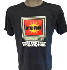 Mens David & Goliath Computer Porn More Fun Than Homework Novelty Tee T-Shirt