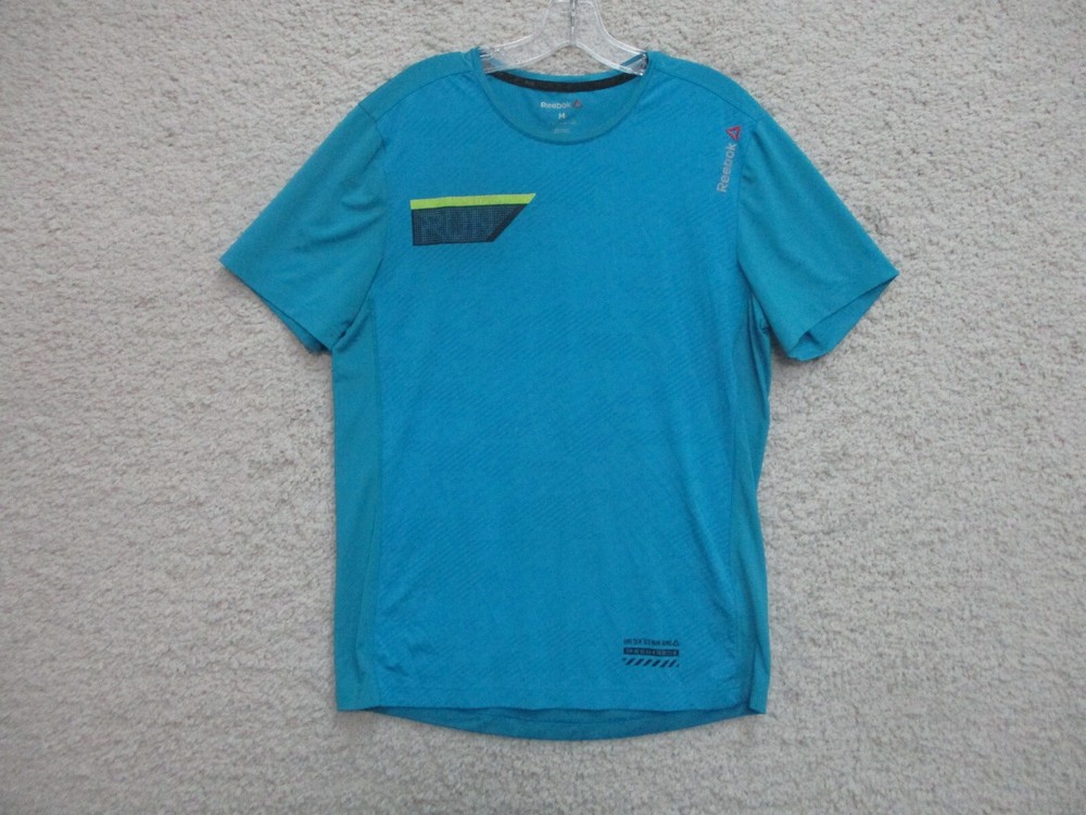 Reebok Shirt Medium Adult Blue Athletic Running Stretch Logo Modern Fit Mens M
