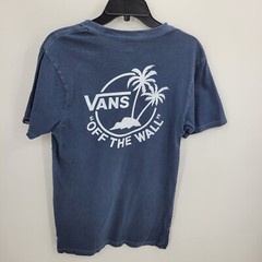 Vans Shirt Mens Small Blue Graphic Logo Short Sleeve Crew Neck Casual Beach
