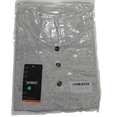 TacVAsen Mens Light Gray Long Sleeve Henley Pocket T Shirt Outdoor Sports Size M