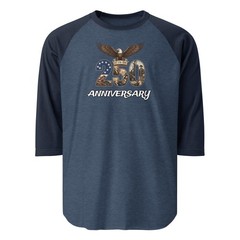 250 ANNIVERSARY Eagle History Font 3/4 sleeve raglan shirt