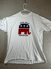 Vintage 90s Stedman Republican Shirt XL USA Made Rock Solid Graphic Tee 100% Cot