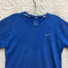 Nike Running Shirt Small Adult Blue Dri Fit Swoosh Short Sleeve Athletic Mens S