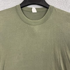 VTG Army Green T Shirt Single Stitch Olive MZRS 16.5” PTP Military Distress 70s