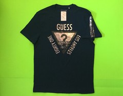 GUESS Los Angeles Men’s Short Sleeve T-Shirt Size LARGE Blue w/Dark Silver NEW