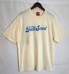 Full Send Men’s Size XL Spellout Script Logo Beige S/S Graphic T-Shirt Nelk Boys