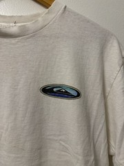 Vintage Quicksilver Double Sided White T-Shirt Mens Medium Distressed Grunge Y2K