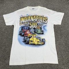 Vintage Indianapolis 500 Shirt Mens Large White Alamo Rhinestone Racing 80s