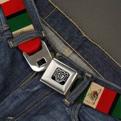 Seatbelt Belt – Mexico Flag Distressed – 1.0″ Wide – 20-36 Inches in Length