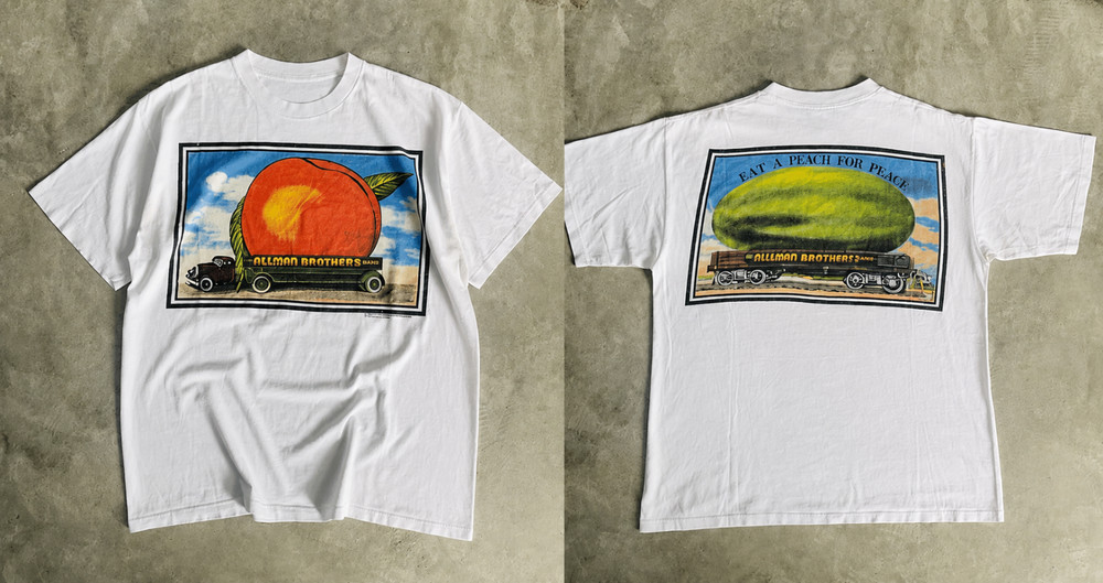 Vintage Peach for Peace T-Shirt Retro Southern Rock Style White Tee