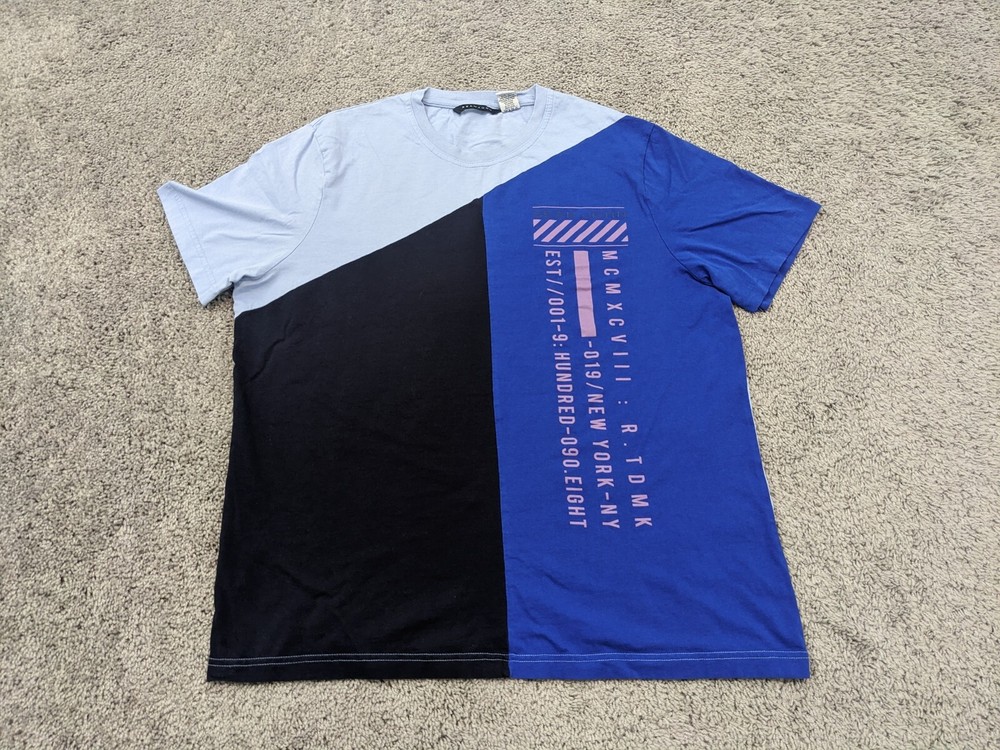 Sean John T Shirt Men’s XL Colorblock Blue Short Sleeves Blue Cotton