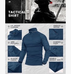 MAGCOMSEN Men’s Tactical Military Shirts 1/4 Zip Long Sleeve Shirt Pockets M