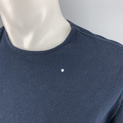 CAMO Size M Navy White Embroidery Cotton Polyamide Crew Neck T-shirt