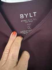 BYLT T-Shirt Men’s L Maroon Drop Cut Lux Cotton Blend Short Sleeve Bone Pocket