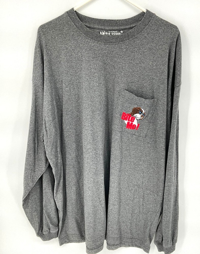 Big Dogs “Bite Me” Long Sleeve T-Shirt 2XL Gray Cotton/Polyester/Rayon Blend