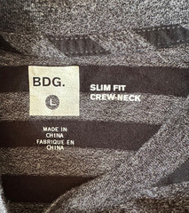 BDG Slim Fit Men’s Crew Neck T-Shirt Striped L Black & Gray