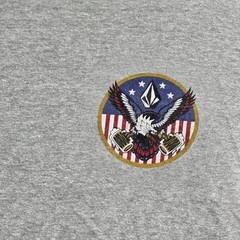 Volcom Men Shirt L/G Gray Feel Free To Party Eagle Beer Logo Short Sleeve
