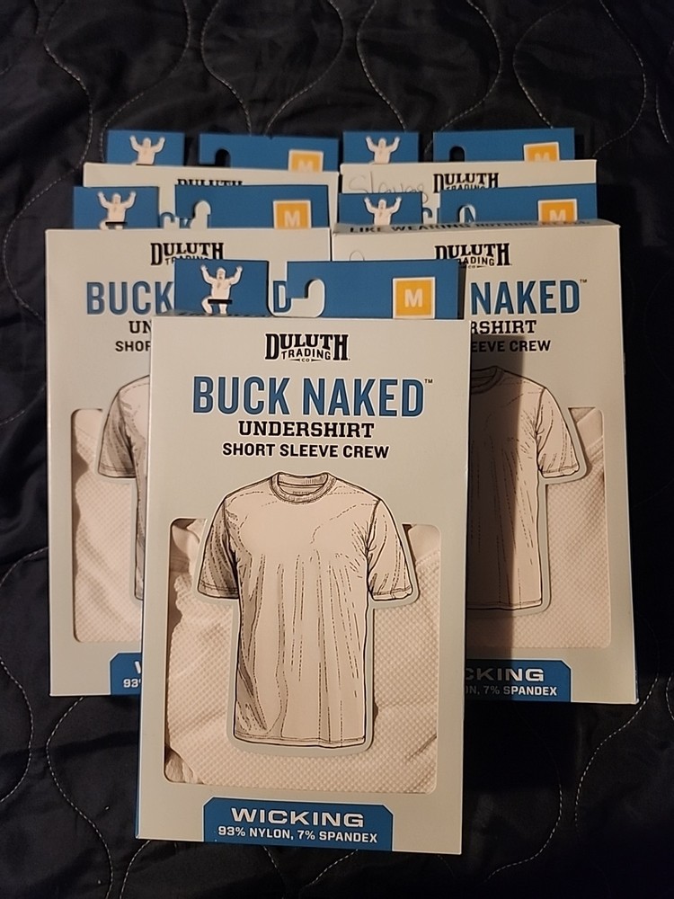 Duluth Trading Co Men’s White Buck Naked 5 Short Sleeve Crew M Undershirts