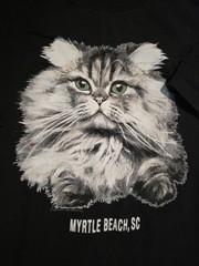 Vintage Cat T Shirt Myrtle Beach SC Black Cal Cru USA Graphic Tee Mens 3XL