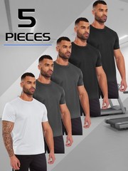 5 Pack Men’s Running T-Shirts Sports Gym Outdoor Fitness Quick Dry Workout Mixed