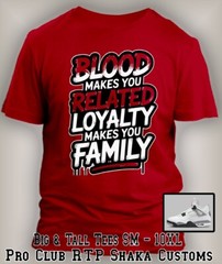 Blood Makes You Family Sneaker Tee Shirt To Match Jordan 4 White Cement Shoes