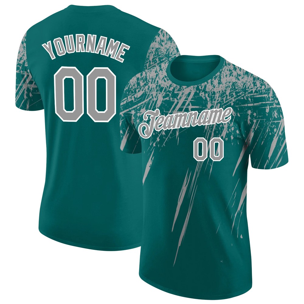 Custom Teal Gray Distressed Art Shirt Unique Birthday Gift For Women