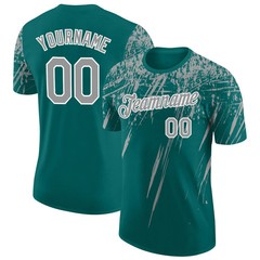 Custom Teal Gray Distressed Art Shirt Unique Birthday Gift For Women