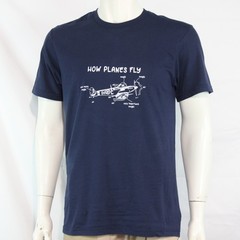 How Planes Fly Mens Unisex Adult Navy Funny Exclusive Printed T-Shirt Aviation