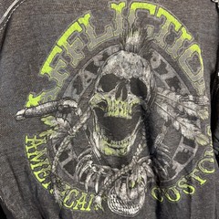 Affliction Shirt Mens XL Thermal Gray Y2K Skull Cross Wings Grunge Reversible
