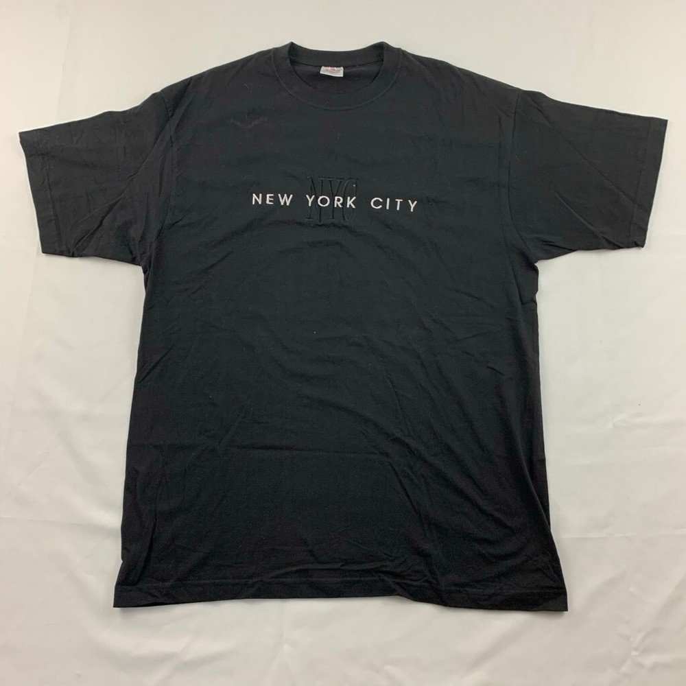 New York City NYC Bootleg CK Mens T-Shirt Black Crew Neck Combed Cotton L