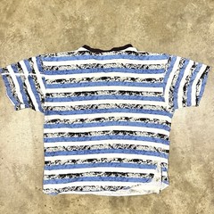 VTG Wilson Henley Shirt High Waisted Distressed Made In Lesotho Sz L Striped AOP