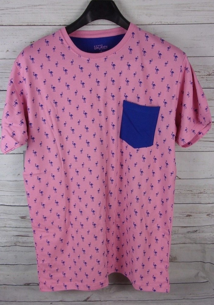 Galaxy Mens (Harvic) Pink/Blue XL Bird Logo Shirt 100% Cotton New