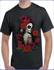 Sugar Skull Catrina Black Men’s T-Shirt Small To 3X-Large Style 11