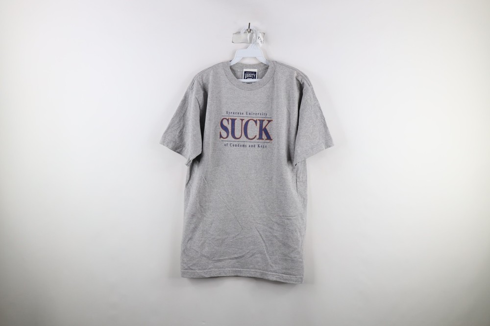 Vintage 90s Mens Large SUCK Syracuse University of Condoms & Kegs T-Shirt USA