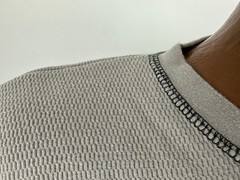 Vintage 90s Waffle-Knit Shirt XXL Tight Fit Contrast Stitch Heavy Cotton MOST
