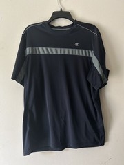 Champion Double Dry Short Sleeve Men’s Tee Shirt – GREY & NAVY LARGE Workout Gym