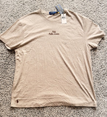 NWT Polo Ralph Lauren Classic Fit Cursive Stitched Embroidered Beige T-Shirt XL