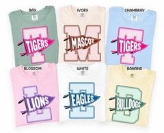 Custom School Mascot Shirt Gingham Varsity Letter Personalized School Spirit Tee