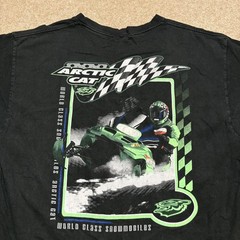 Vtg Arctic Cat Shirt Mens Large Black Snowmobile Racing Graphic Tee Tomahawk 90s