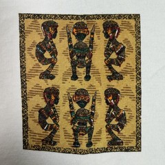 Vintage Art T Shirt Mens XL White Bali Primitive Native Hand Made Single Stitch