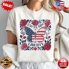 250 Years of Liberty Shirt Patriotic Butterfly Tee USA Freedom T-Shirt S-5XL