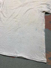 Vintage 70s blank white t shirt v neck soft combed cotton stained grunge XL
