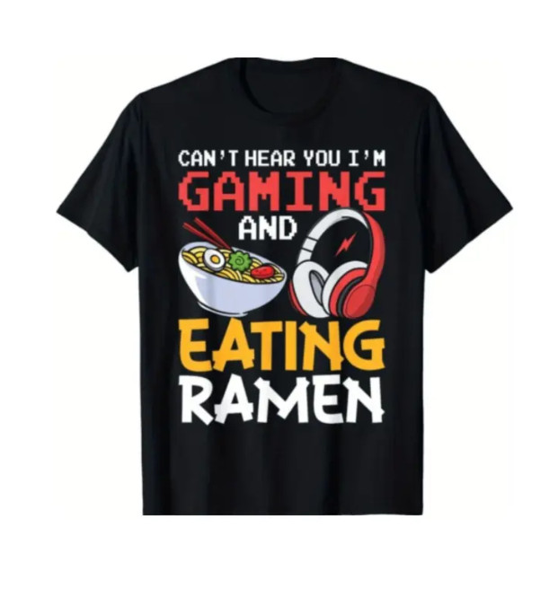 Summer t Shirts Funny Gaming And Eating Ramen Gamer Gift Unisex T-Shirt