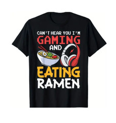 Summer t Shirts Funny Gaming And Eating Ramen Gamer Gift Unisex T-Shirt