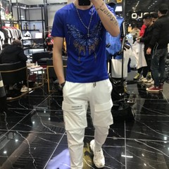 New Fashion Trend Butterfly Hot Drilling Rhinestones Summer Luxury Men T-Shirt