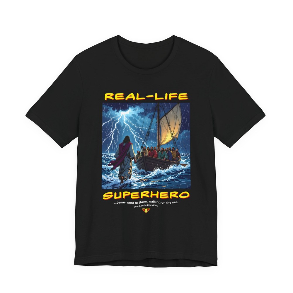 Real-Life Superhero Christian T-Shirt, Jesus Walking on Water