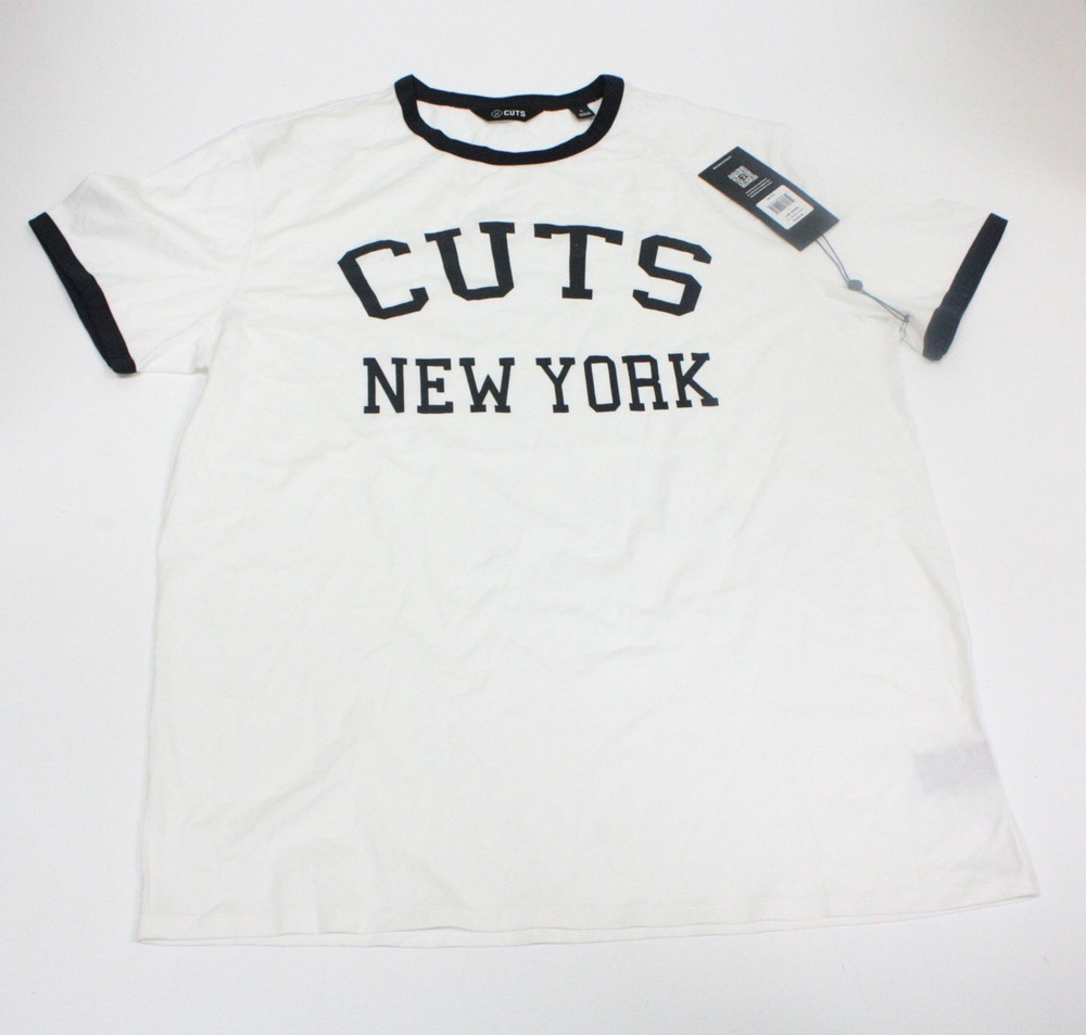 Cuts Men’s Breathable Retro Ringer New York T-Shirt Marine Navy Colorway Size L
